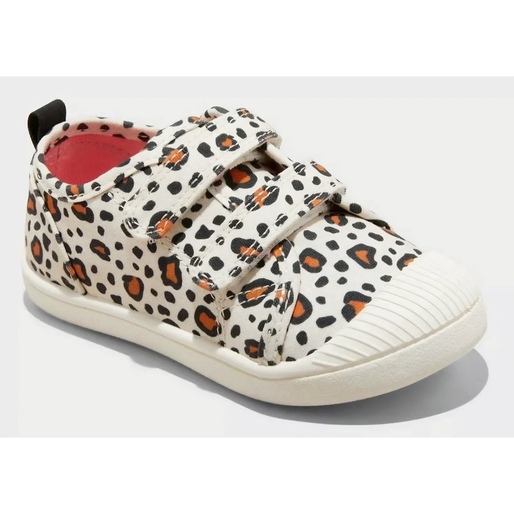 Cat & Jack Kids Leopard Print Canvas Sneakers Hook and Loop Shoes Size 12 NEW